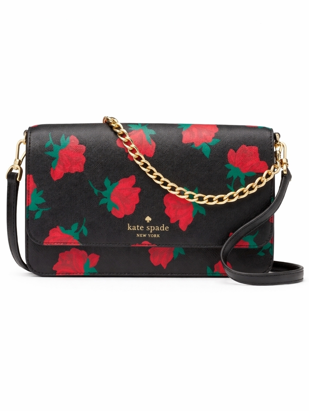 Kate Spade Madison Rose Toss Printed Flap Crossbody